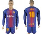 2017-18 Barcelona 10 MESSI Home Long Sleeve Soccer Jersey
