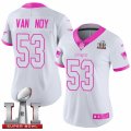 Womens Nike New England Patriots #53 Kyle Van Noy Limited White Pink Rush Fashion Super Bowl LI 51 NFL Jersey