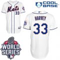 New York Mets #33 Matt Harvey White Cool Base W 2015 World Series Patch Stitched MLB Jersey