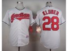 MLB Cleveland Indians #28 Corey Kluber White Cool Base Stitched Baseball jerseys