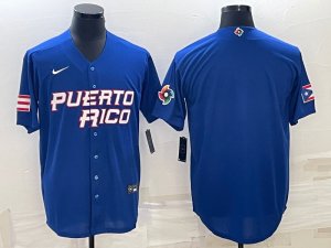 Men\'s Puerto Rico Blank Blue 2023 World Baseball Classic Jerseys