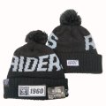 Raiders Team Logo Black 100th Season Pom Knit Hat YD