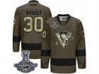 Mens Reebok Pittsburgh Penguins #30 Matt Murray Premier Green Salute to Service 2017 Stanley Cup Champions NHL Jersey