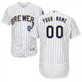 Milwaukee Brewers White Mens Customized Flexbase Player Jersey