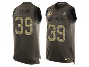 Nike Washington Redskins #39 Josh Evans Limited Green Salute to Service Tank Top NFL Jersey