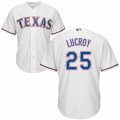 Mens Majestic Texas Rangers #25 Jonathan Lucroy Replica White Home Cool Base MLB Jersey