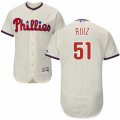 Men's Majestic Philadelphia Phillies #51 Carlos Ruiz Cream Flexbase Authentic Collection MLB Jersey