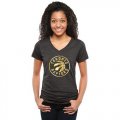 Womens Toronto Raptors Gold Collection V-Neck Tri-Blend T-Shirt Black