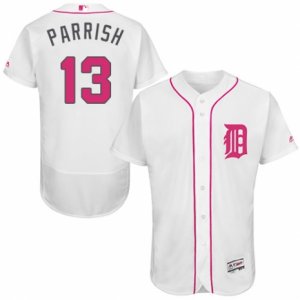 Men\'s Majestic Detroit Tigers #13 Lance Parrish Authentic White 2016 Mother\'s Day Fashion Flex Base MLB Jersey