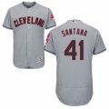 Men's Majestic Cleveland Indians #41 Carlos Santana Grey Flexbase Authentic Collection MLB Jersey
