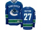 Mens Reebok Vancouver Canucks #27 Ben Hutton Authentic Navy Blue Home NHL Jersey