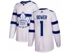 Men Adidas Toronto Maple Leafs #1 Johnny Bower White Authentic 2018 Stadium Series Stitched NHL Jersey