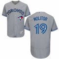 Mens Majestic Toronto Blue Jays #19 Paul Molitor Grey Flexbase Authentic Collection MLB Jersey