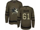 Men Adidas San Jose Sharks #61 Justin Braun Green Salute to Service Stitched NHL Jersey