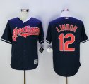 Cleveland Indians #12 Francisco Lindor Navy Blue New Cool Base Stitched Baseball Jersey