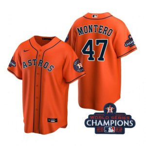 Astros #47 Rafael Montero Orange 2022 World Series Champions Cool Base Jersey