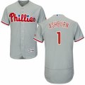 Men's Majestic Philadelphia Phillies #1 Richie Ashburn Grey Flexbase Authentic Collection MLB Jersey