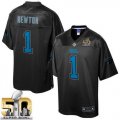 Nike Carolina Panthers #1 Cam Newton Black Super Bowl 50 Men NFL Pro Line Black Reverse Fashion Game Jersey