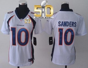 Women Nike Broncos #10 Emmanuel Sanders White Super Bowl 50 Stitched NFL New Jersey