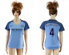 Womens Manchester City #4 Kompany Home Soccer Club Jersey