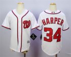Nationals #34 Bryce Harper White Youth New Cool Base Jersey