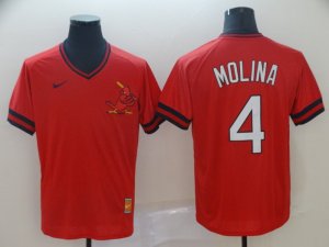 St. Louis Cardinals #4 Yadier Molina Red Throwback Jersey