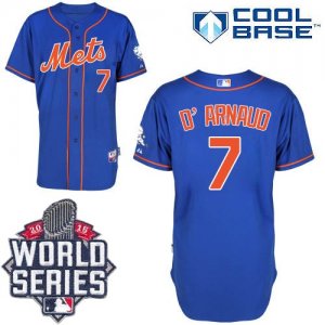 New York Mets #7 Travis d\'Arnaud Blue Alternate Home Cool Base W 2015 World Series Patch Stitched MLB Jersey