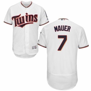Men\'s Majestic Minnesota Twins #7 Joe Mauer White Flexbase Authentic Collection MLB Jersey