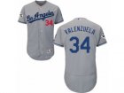 Los Angeles Dodgers #34 Fernando Valenzuela Authentic Grey Road 2017 World Series Bound Flex Base MLB Jersey