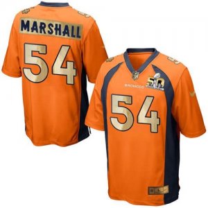 Nike Denver Broncos #54 Brandon Marshall Orange Team Color Men Stitched NFL Game Super Bowl 50 Collection Jersey