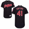 Men's Majestic Cleveland Indians #41 Carlos Santana Navy Blue Flexbase Authentic Collection MLB Jersey
