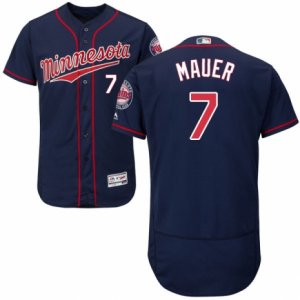 Men\'s Majestic Minnesota Twins #7 Joe Mauer Navy Blue Flexbase Authentic Collection MLB Jersey