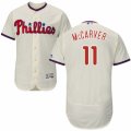 Men's Majestic Philadelphia Phillies #11 Tim McCarver Cream Flexbase Authentic Collection MLB Jersey