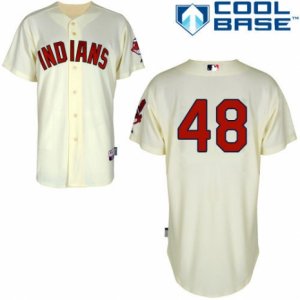 Men\'s Majestic Cleveland Indians #48 Tommy Hunter Replica Cream Alternate 2 Cool Base MLB Jersey