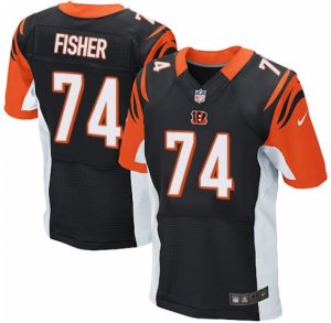 Men\'s Nike Cincinnati Bengals #74 Jake Fisher Elite Black Team Color NFL Jersey