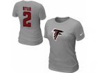 Women Nike Atlanta Falcons #2 ryan Name & Number T-Shirt grey