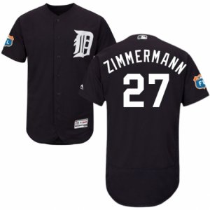 Men\'s Majestic Detroit Tigers #27 Jordan Zimmermann Navy Blue Flexbase Authentic Collection MLB Jersey