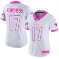 Womens Nike Carolina Panthers #17 Devin Funchess White Pink Stitched NFL Limited Rush Fashion Jersey