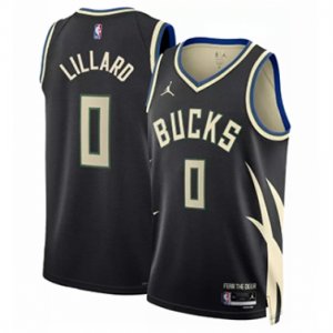 Nike Men\'s Milwaukee Bucks #0 Damian Lillard Black Statement Dri-FIT Swingman Jersey
