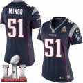 Womens Nike New England Patriots #51 Barkevious Mingo Elite Navy Blue Team Color Super Bowl LI 51 NFL Jersey