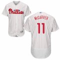 Men's Majestic Philadelphia Phillies #11 Tim McCarver White Red Strip Flexbase Authentic Collection MLB Jersey