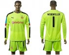 2017-18 Dortmund 1 WEIDENFELLER Fluorescent Green Goalkeeper Long Sleeve