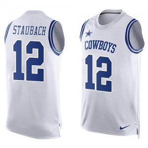Nike Dallas Cowboys #12 Roger Staubach White Men\'s Stitched NFL Limited Tank Top Jersey