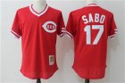 Reds #17 Chris Sabo Red Cooperstown Collection Mesh Batting Practice Jersey