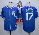 Kansas City Royals #17 Wade Davis Blue Alternate 2 Cool Base W 2015 World Series Patch Stitched MLB Jersey