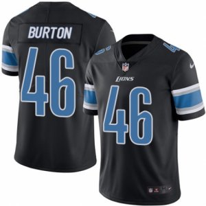 Mens Nike Detroit Lions #46 Michael Burton Limited Black Rush NFL Jersey