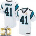 Nike Carolina Panthers #41 Roman Harper White Super Bowl 50 Men Stitched NFL Elite Jersey