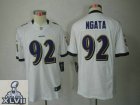 2013 Super Bowl XLVII Youth NEW NFL Baltimore Ravens 92 Haloti Ngata White Jerseys(Youth Limited)