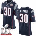 Mens Nike New England Patriots #30 Duron Harmon Elite Navy Blue Team Color Super Bowl LI 51 NFL Jersey
