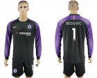 2017-18 Chelsea 1 BEGOVIC Black Goalkeeper Long Sleeve Soccer Jersey